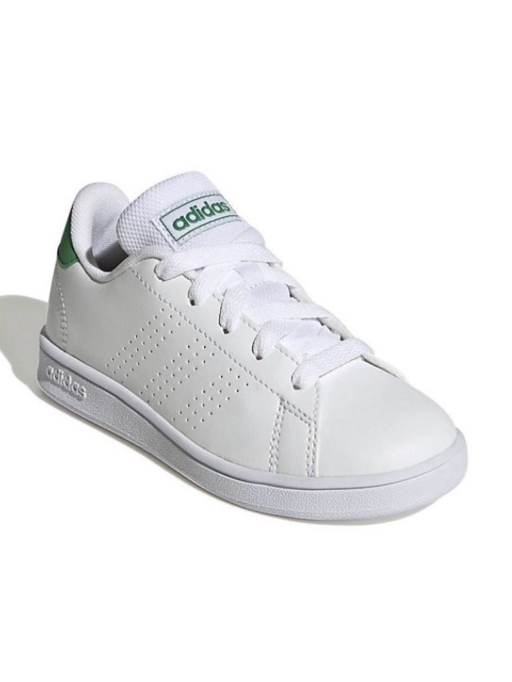 ADIDAS KIDS ADVANTAGE SNEAKER - WHITE/GREEN - YOUTH SIZE 3 (NEW WITH TAGS)